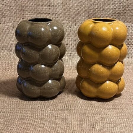 Vaas groot, aardewerk, groen/amber