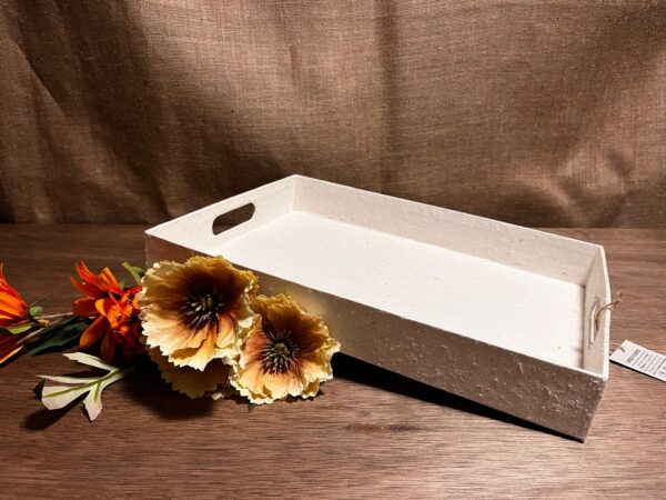Dienblad, droogbloemen, middelgroot, ivoor - Afbeelding 3