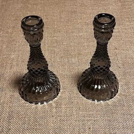 Kandelaar van glas, rookgrijs, hoogte 17cm