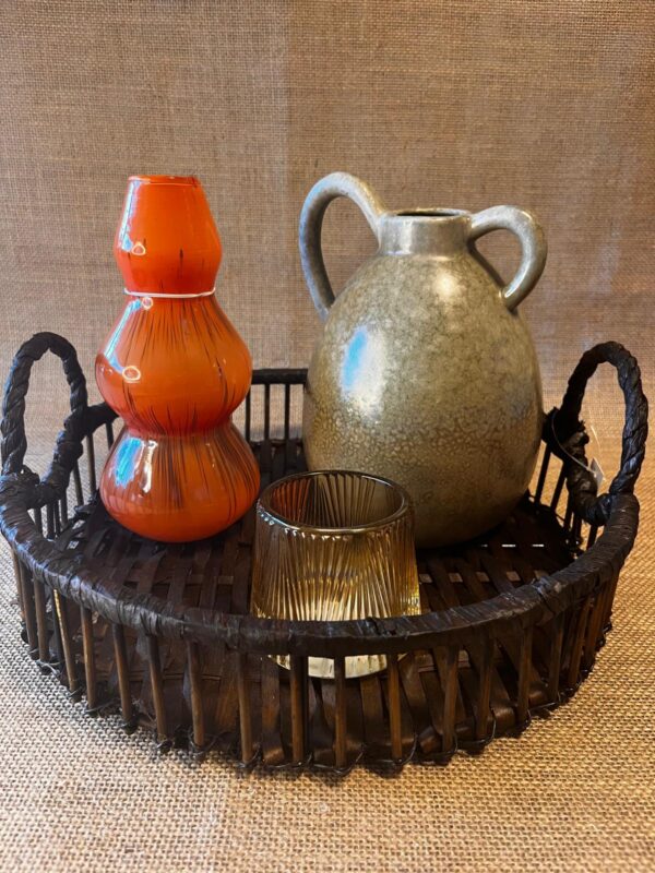 Dienblad rond, rotan - Afbeelding 2