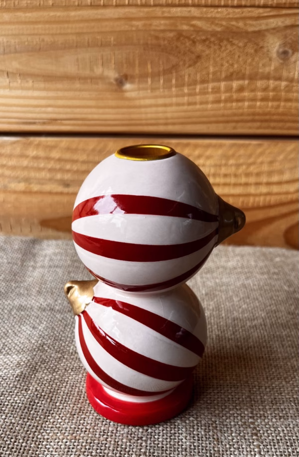 Kaarsenhouder, twee kerstballen