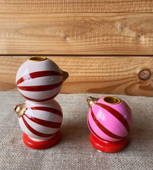 Kaarsenhouder, twee kerstballen - Afbeelding 3