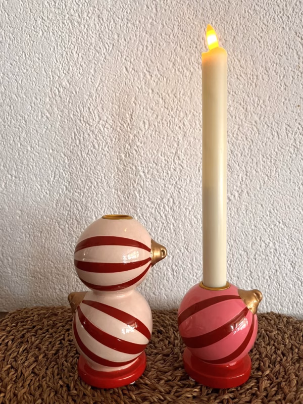 Kaarsenhouder, twee kerstballen - Afbeelding 4